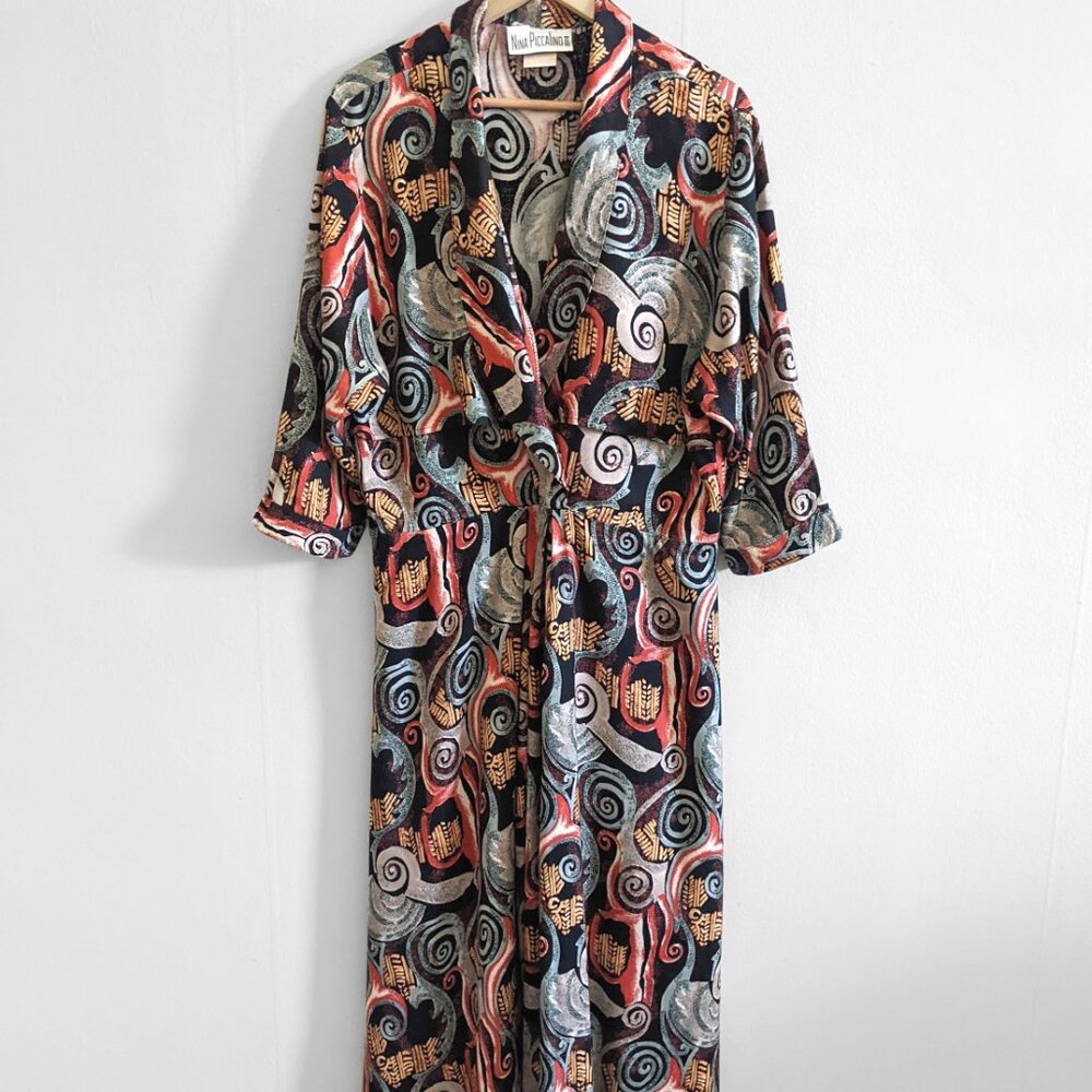 Nina piccalino print draped jacket dress sz 13